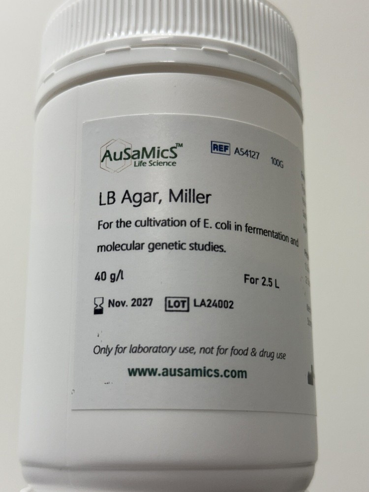 LB Luria-Bertani Agar Miller cultivation E. coli fermentation, molecular genetic
