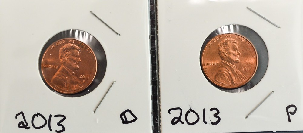 2013-P&D Lincoln Shield Cent (2) Penny Set BRILLIANT UNCIRCULATED