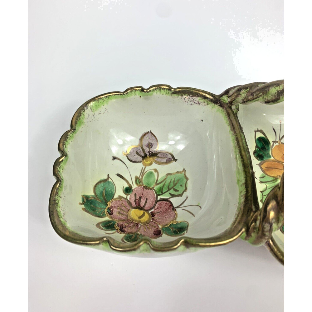 Hand Painted Italy Divided Serving Dish candy trinkets table decor cottage boho