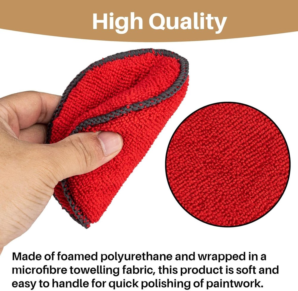 Sukh 12 Pack Microfiber Foam Car Wax Applicator Pad - Red
