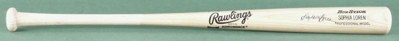 SOPHIA LOREN - BASEBALL BAT SIGNED