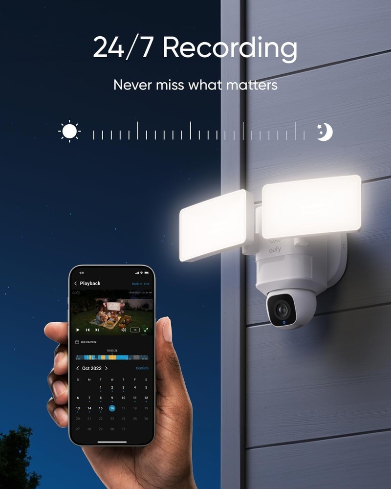 Eufy 360° Coverage Floodlight Camera E30, AI Detection and Tracking, No Monthly
