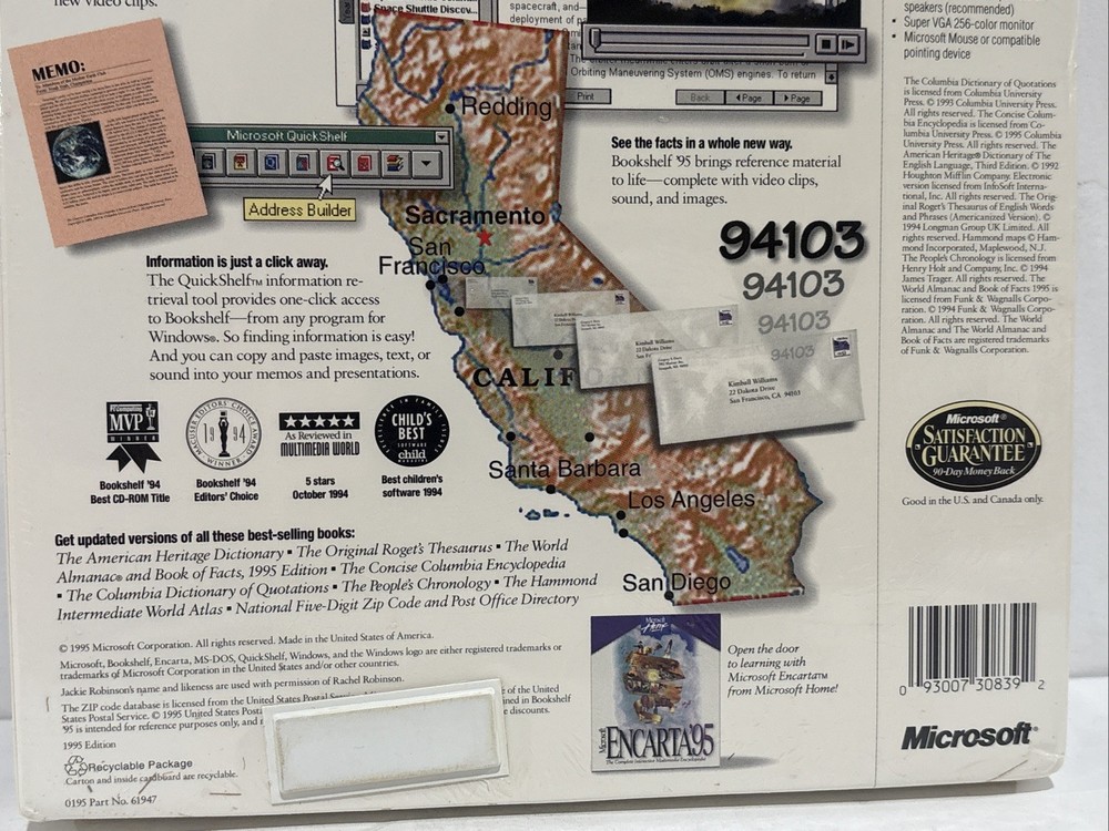 Microsoft Bookshelf '95 Multimedia Reference Library PC CD-Rom Software-Sealed