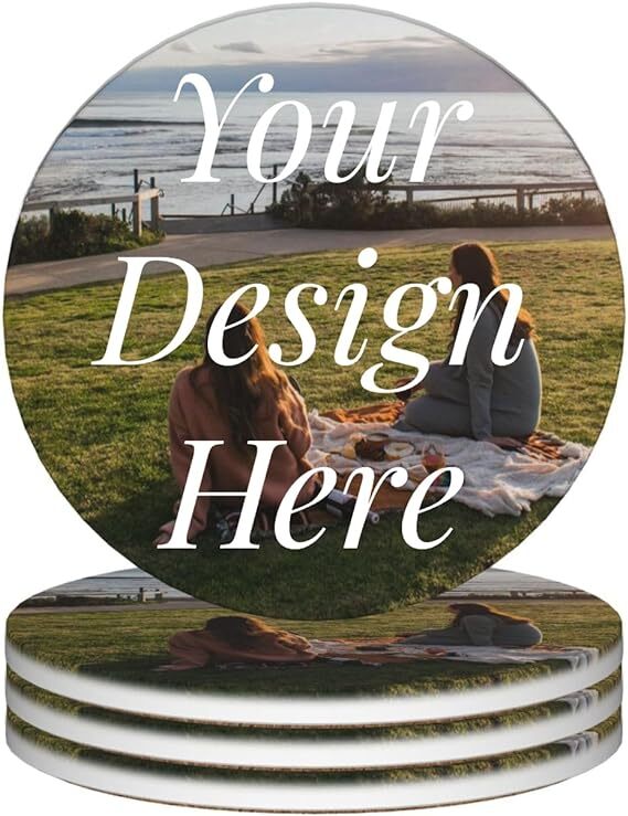 Personalized Ceramic Coasters Customize with Wedding Photos & Names