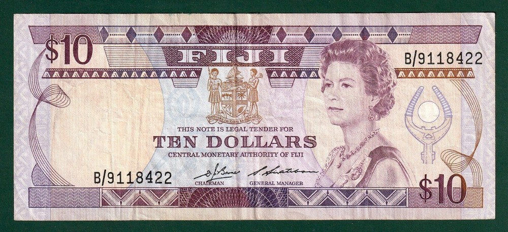 Fiji, Central Monetary Authority, $10, ND (1986), P-84a, VF