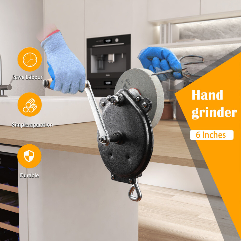 6” Hand Grinder Bench Mount Hand Crank Grinder Sharpener Tool Knives Sharpener
