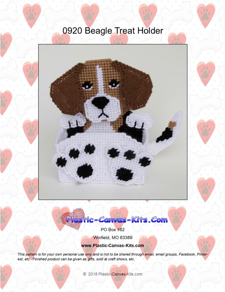 Beagle Dog Treat Holder- Plastic Canvas Pattern or Kit