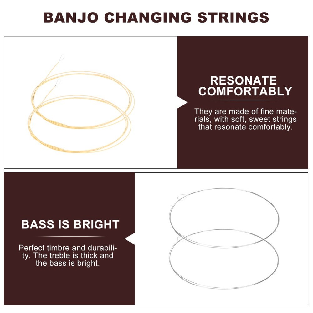 1 Set of Steel 4-string Banjo Strings Replacement Banjo String Accessories