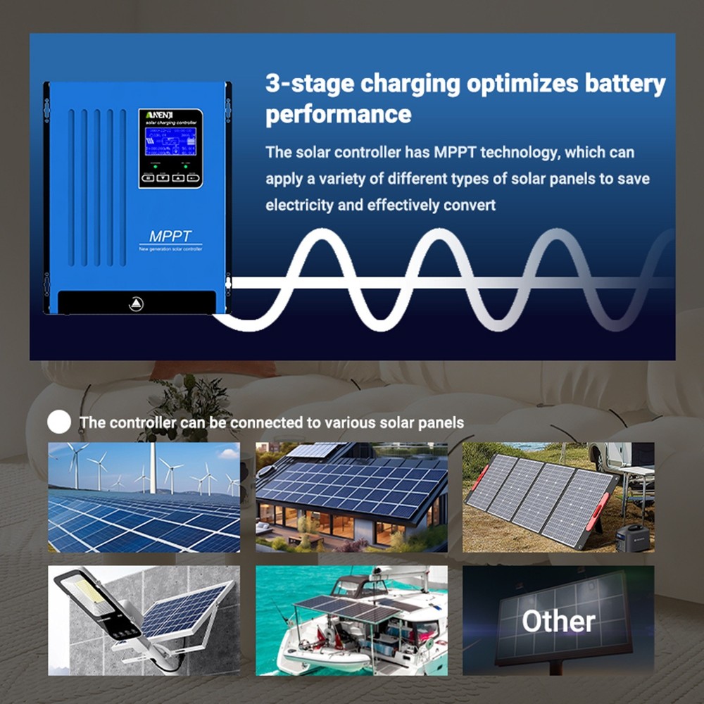 MPPT 100A Solar Charge Controller For 12V 24V 36V 48V DC Battery LCD Regulator