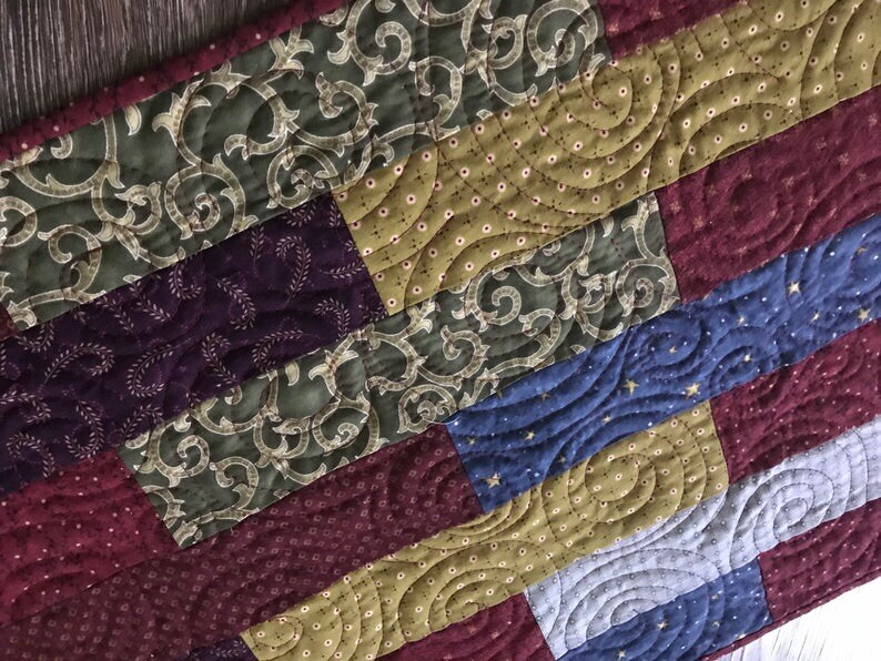 Country Strips Quilted Table Runner 16 by 40”