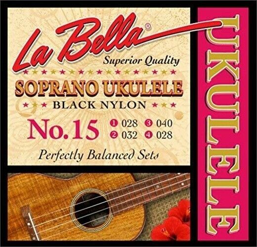 LaBella Ukulele Strings No. 15 Soprano Black Nylon