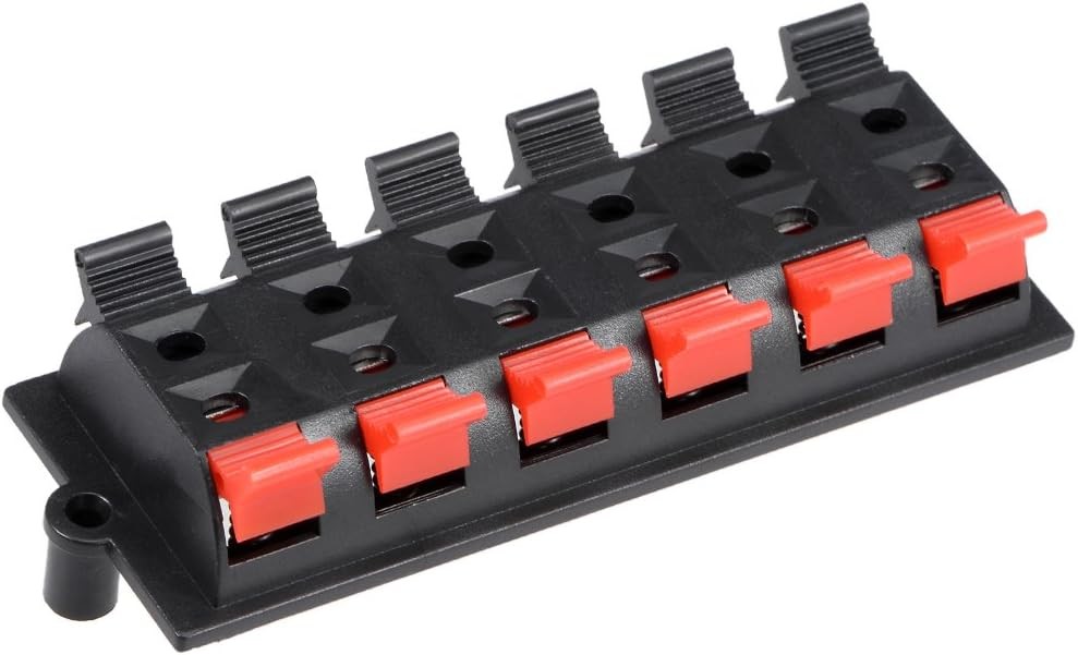 uxcell 5pcs 12 Way Jack Socket Spring Push Release WP12-03(5Pcs), Red, Black