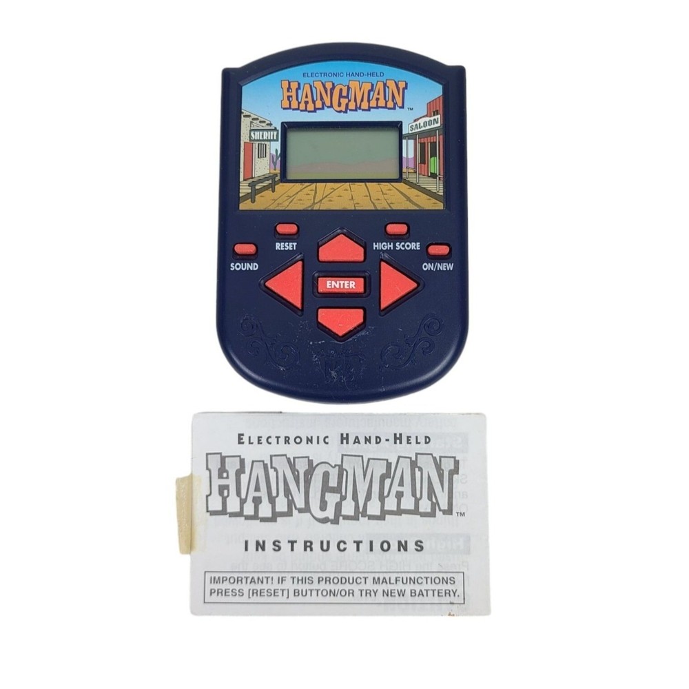 Hangman Handheld Electronic Game Milton Bradley 1995 Tested Works!