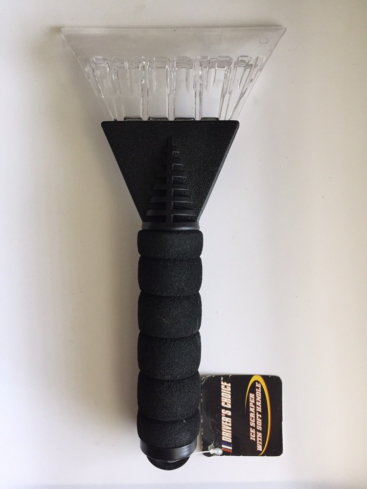 Ice/Snow Sturdy Plastic Window Scraper With Soft Grip Sponge Handle