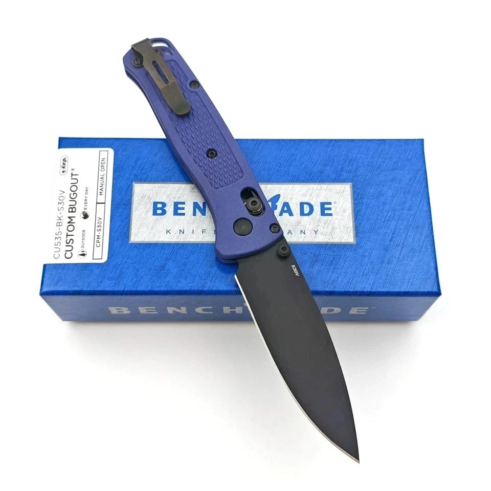 Benchmade Bugout Blue Grivory Handle 535-Custom Folding Knife S30V