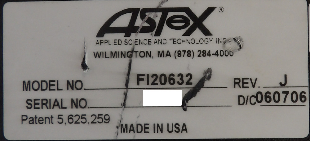 ASTeX Applied Science & Technology FI20632 Plasma Source Tube Assembly Surplus