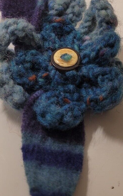 Beautiful blue flower wool and felt brooch