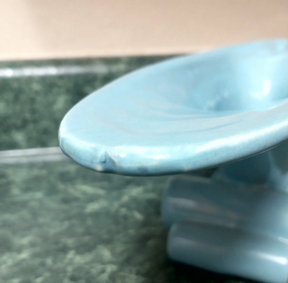 Vintage Haeger Pottery Cornucopia Scroll Planter Turquoise Blue