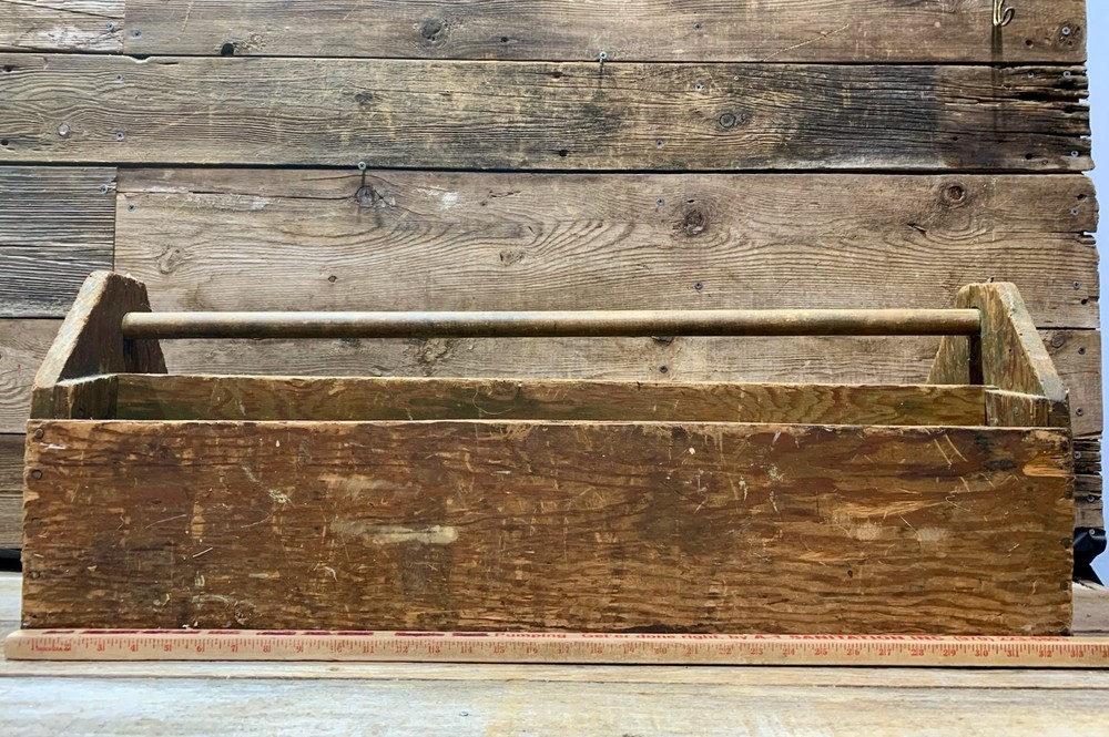 Old Pine Wood Toolbox, Carpenters Caddy, 33"