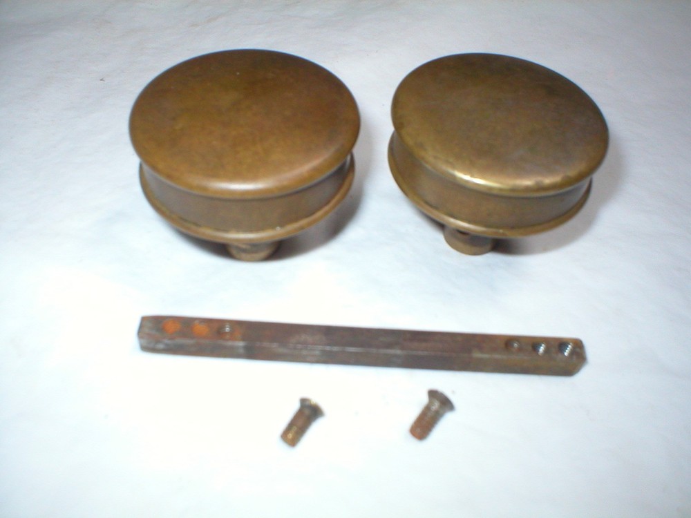 Antique Solid Brass Drum Style Doorknob Pair