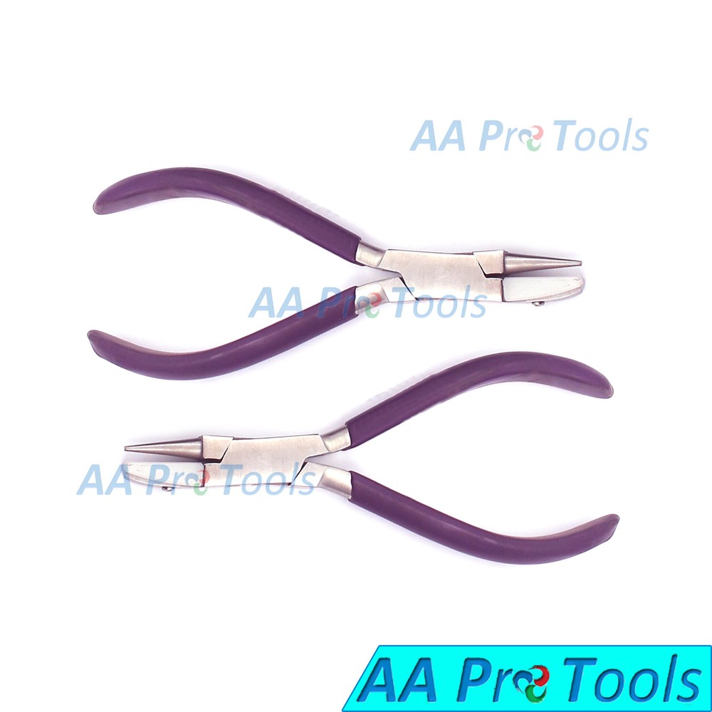 ROUND / FLAT NOSE PLIERS NYLON JAWS BEAD WIRE WORK FORMING TOOLS 2 PIECES