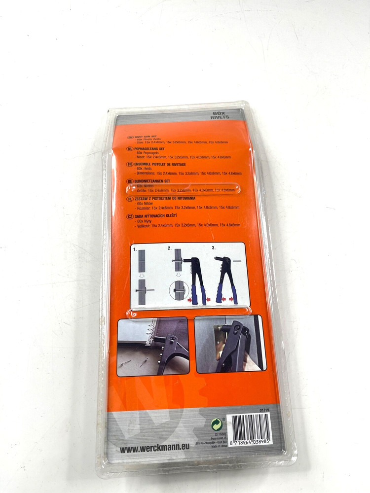 Werckmann Blind Riveter Set with 60 Rivets New