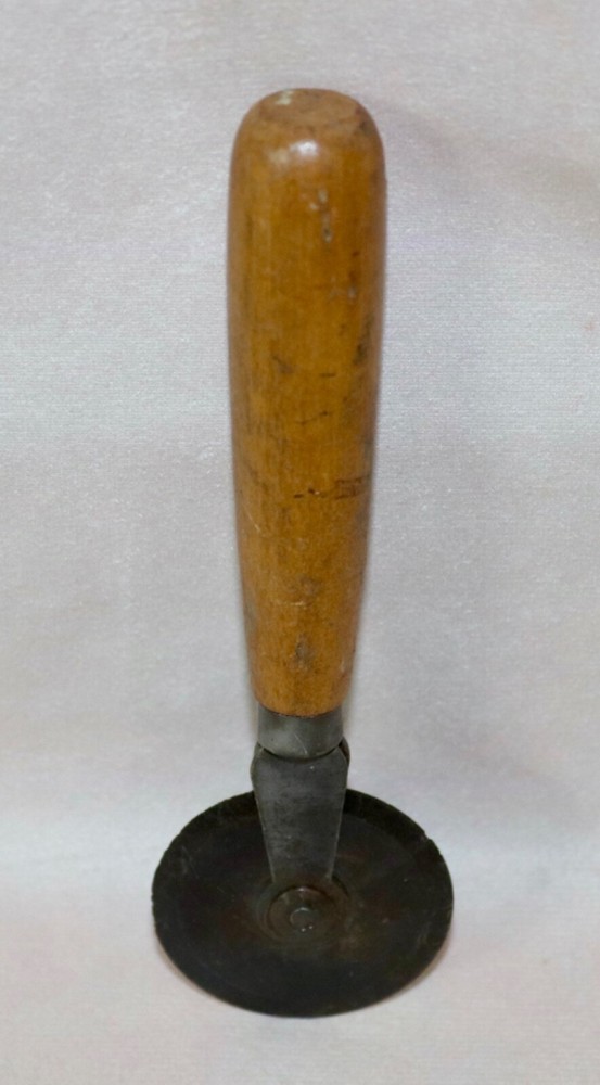 Fabric Cutting Tool 2” Diameter Wood Handle - Vintage
