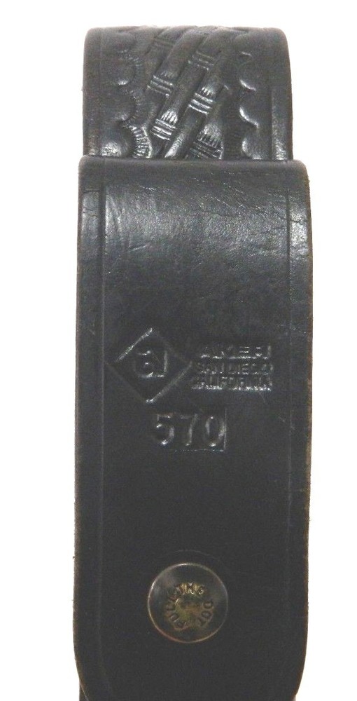 AKER 570 Black Tooled Leather Mace Holder Belt