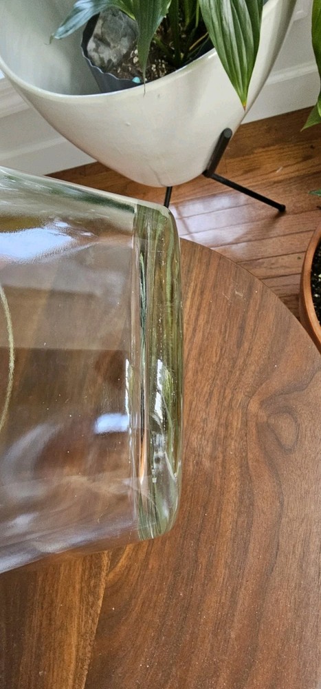 Vtg Thick Recyled Glass Planter Pot Large