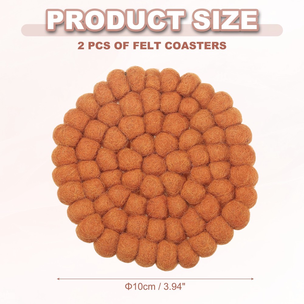 Felt Coasters, Set of 2, Orange