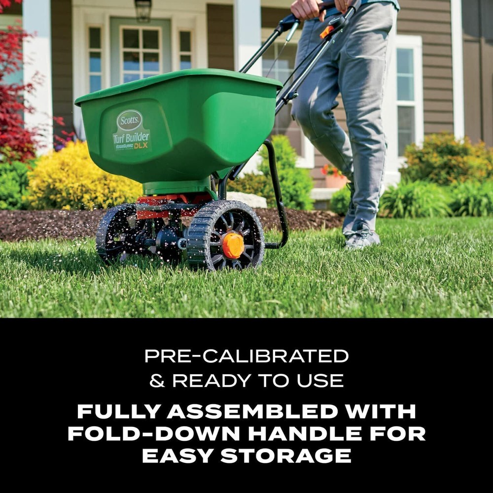 Scotts Turf Builder EdgeGuard DLX Broadcast Spreader for Seed, Fertilizer