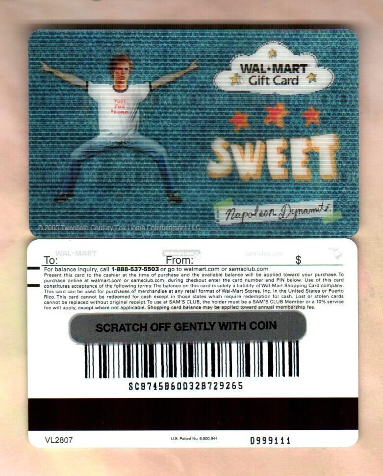 WALMART Napoleon Dynamite, Sweet ( 2006 ) Lenticular Gift Card ( $0 )