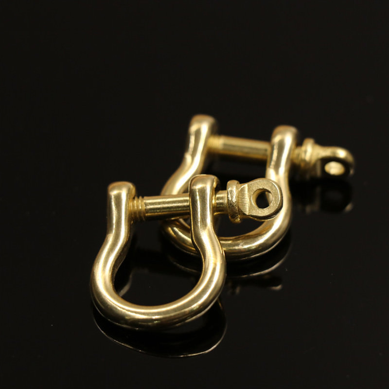 5/50pcs solid brass bow shackle D-ring keychain hook clasp connection leather