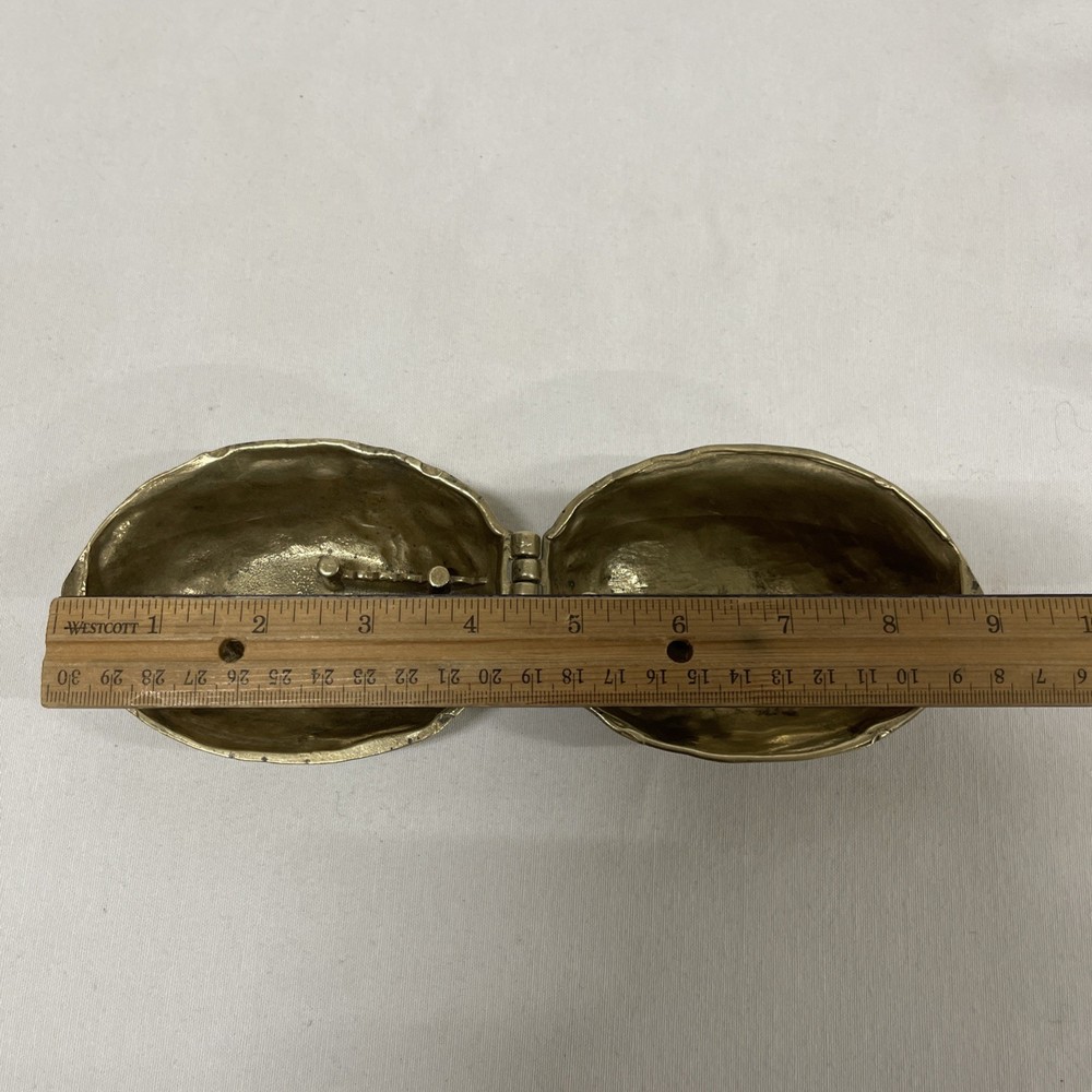 Vintage Solid Heavy Brass Walnut Nutcracker