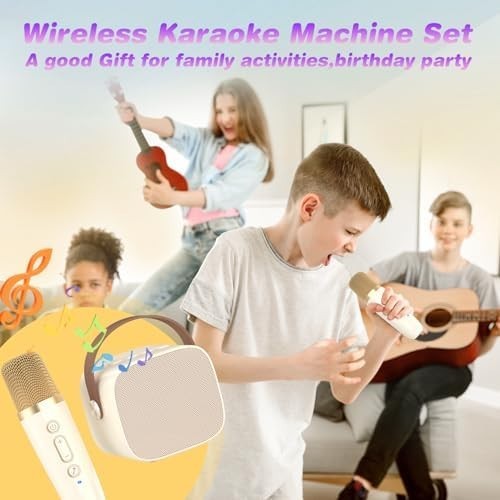 Pink Portable Mini Karaoke Machine With 2 Wireless Microphone Tested & Working