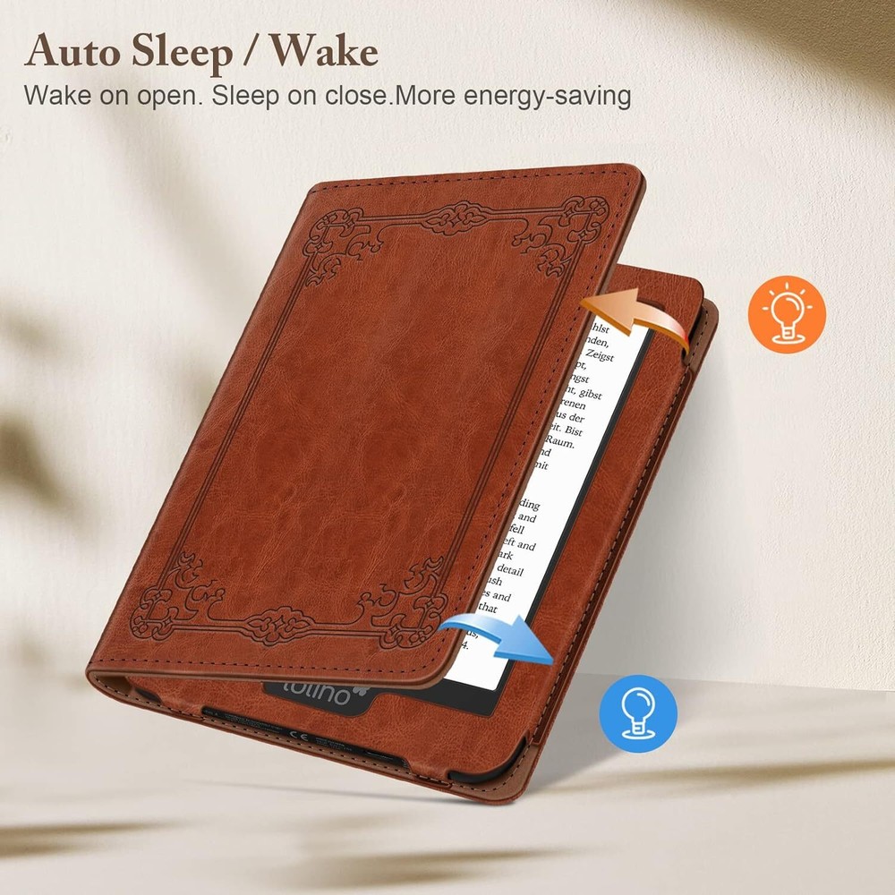 Stand Case for 6" Kobo Clara 2E eReader Leather Protective Cover Auto Sleep/Wake