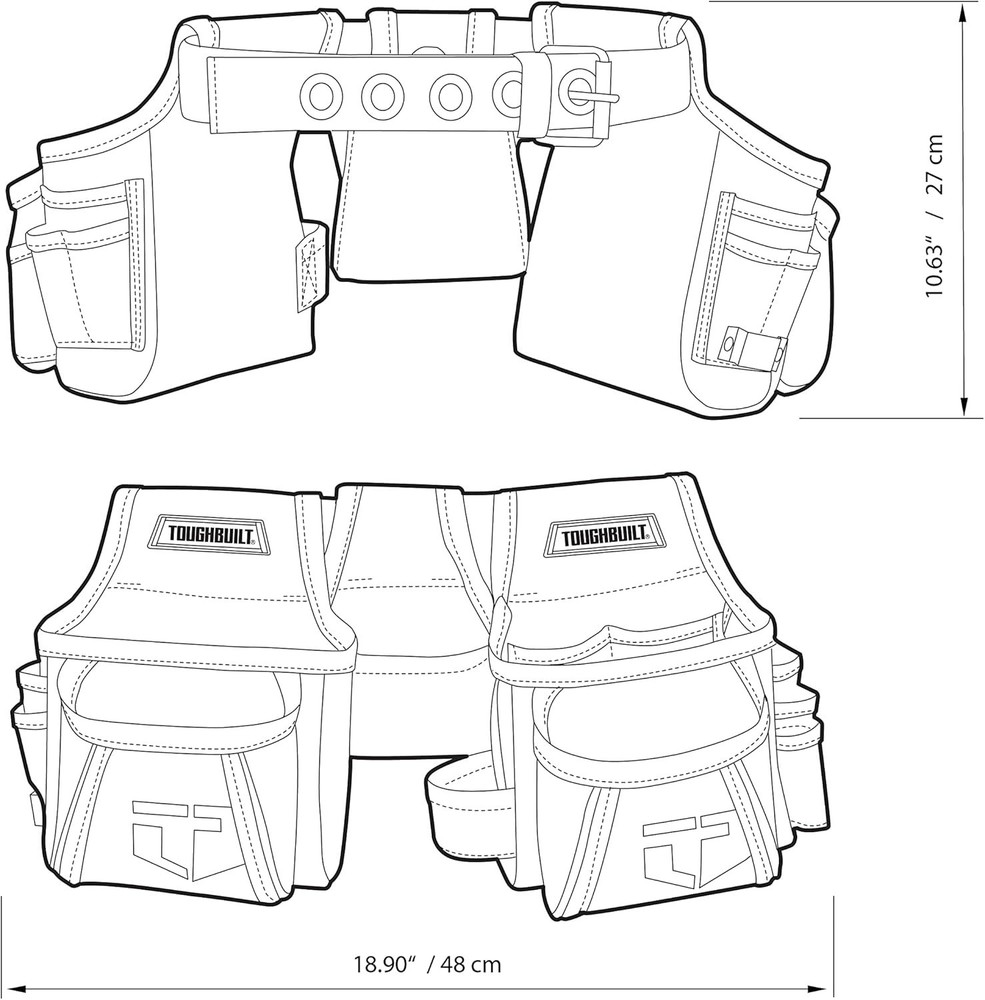 Toughbuilt - Handyman Tool Belt with Multiple Pockets, Loops, & Compartments