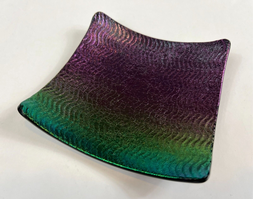 Fused Glass Iridescent Trinket Dish