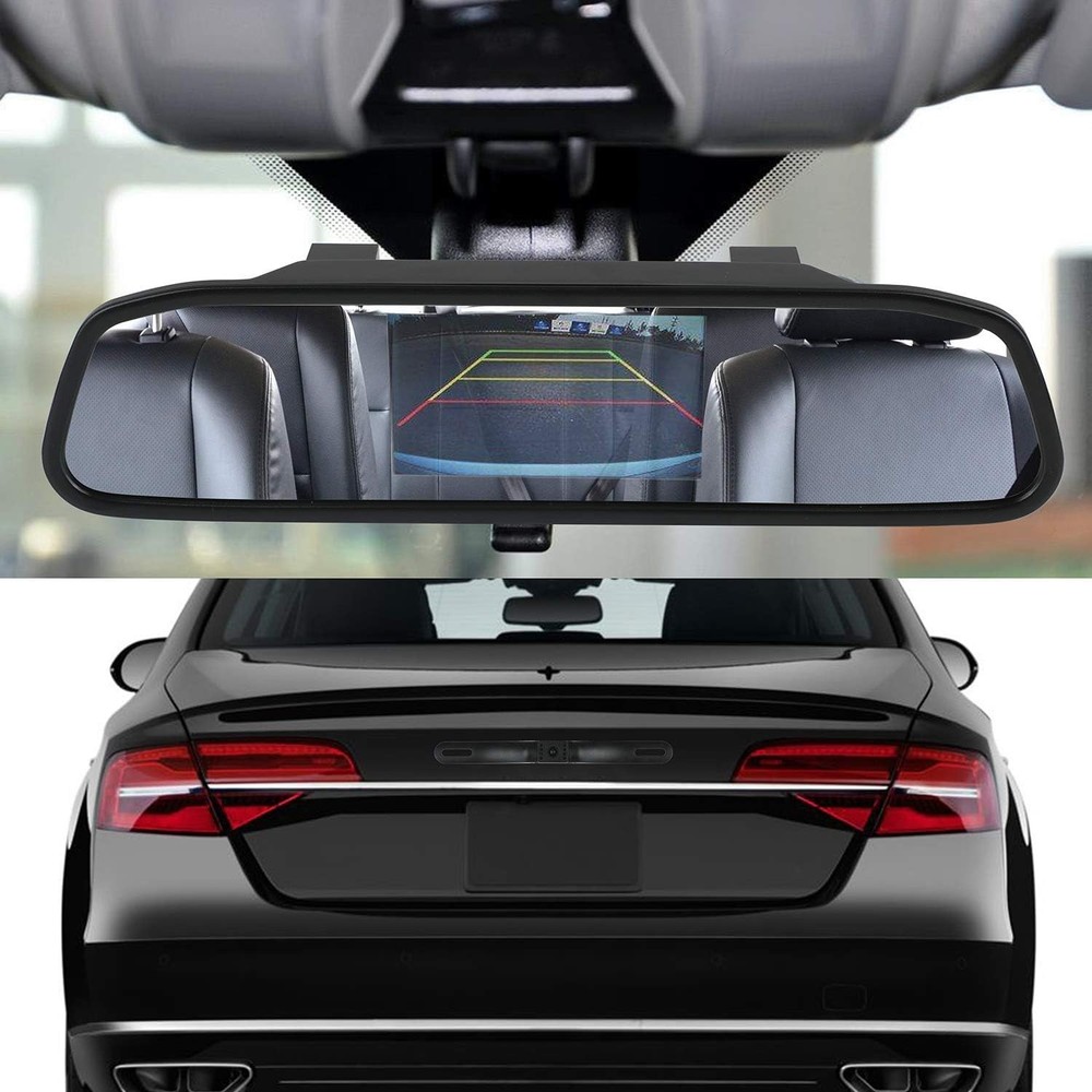 4.3" Backup Camera Mirror Car Rear View Reverse Night Vision Parking System Kit