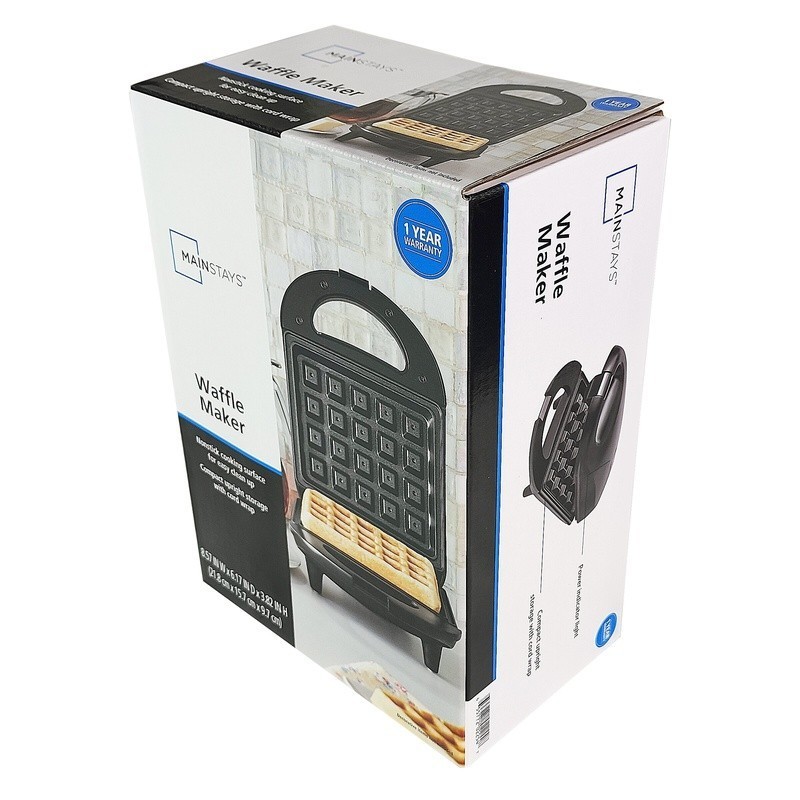 Single Waffle Maker Nonstick Ceramic Plate Cool Touch Handle Compact Design New