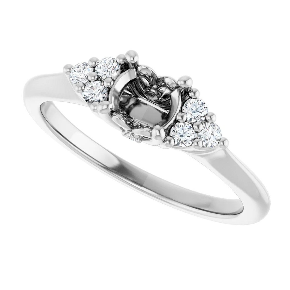 Round 6.5mm Semi Mount Ring Setting 925 Sterling Silver Side Stone Topaz