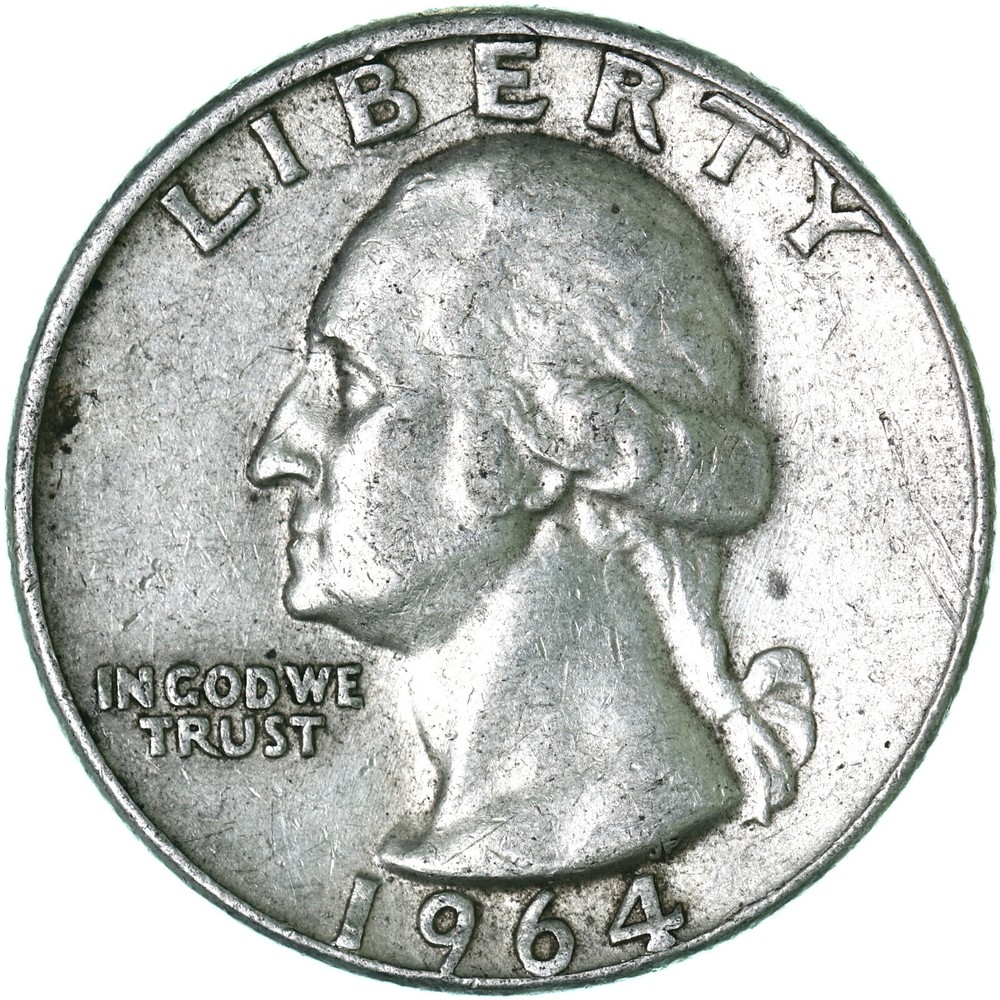 1964 D Washington Quarter 90% Silver Extra Fine XF