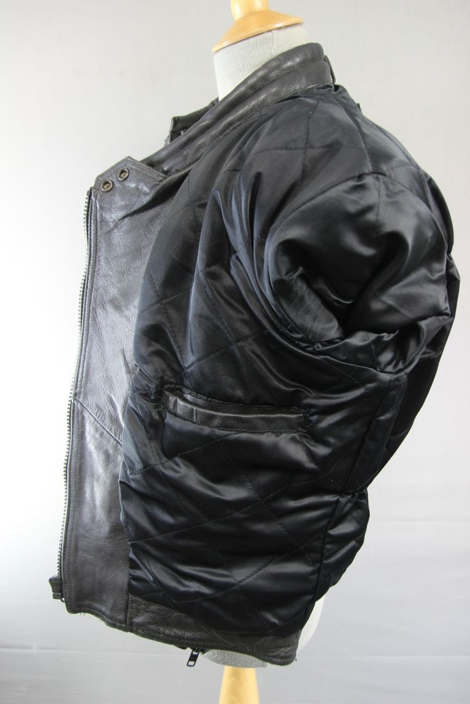 CLASSIC BLACK DYNAMIC LEATHERS BIKER JACKET SIZE 12