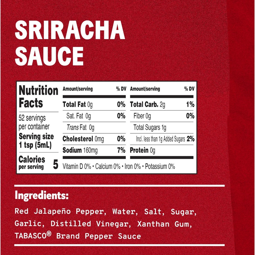2 Pack Tabasco Sriracha Hot Sauce 11oz Regular Bottles Spicy Condiment Dipping