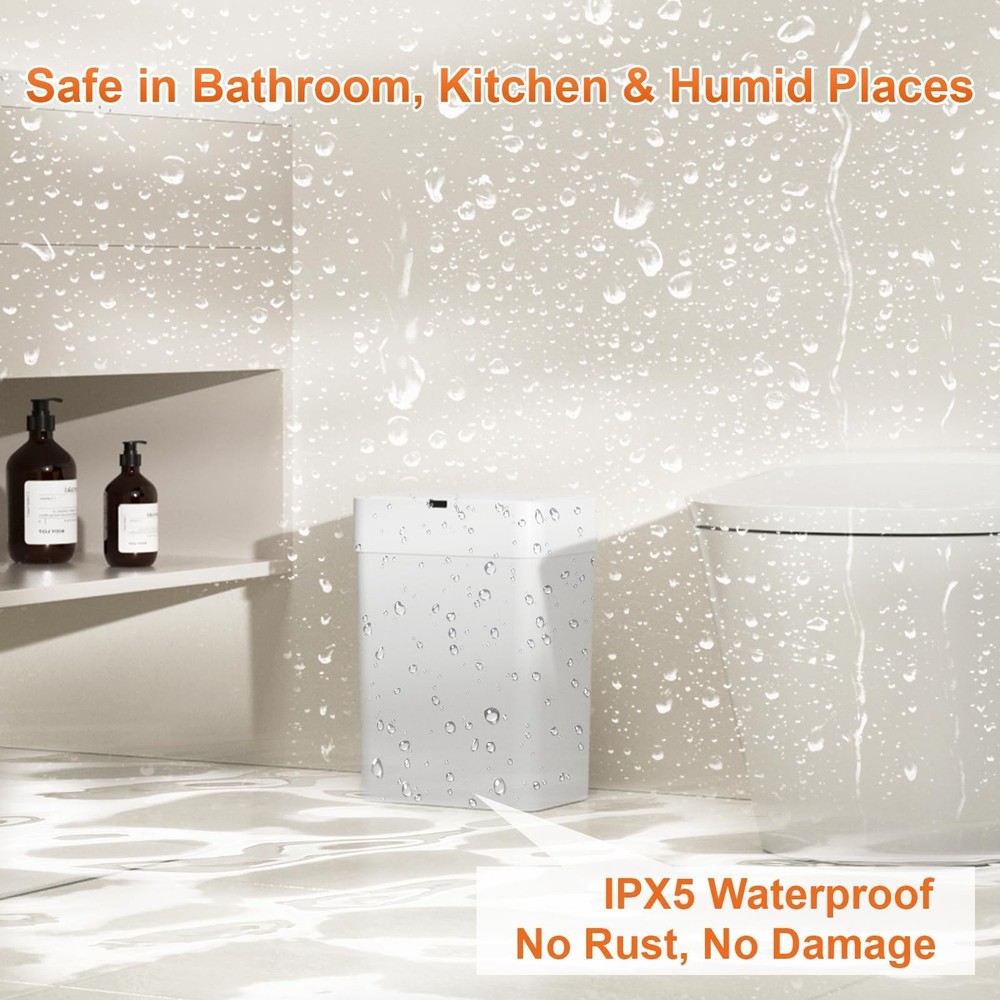 Gallon Motion Sensor Bathroom Trash Can with Lid, Automatic Garbage Bin for B...