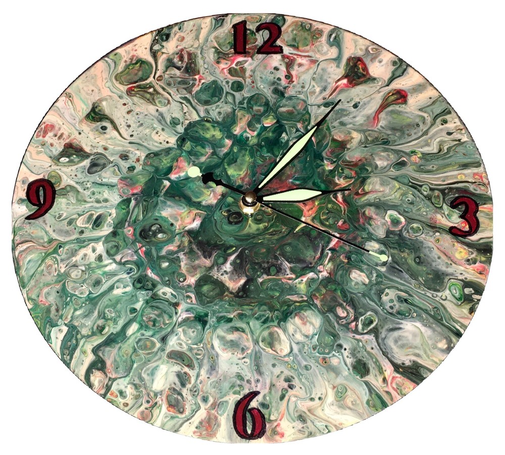 Handmade Vinyl Record Acrylic Pour Paint Clock