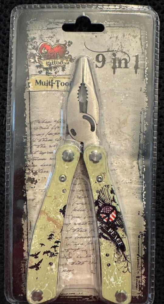 Iron Bridge Tools - Tattoo 9 in 1 Multi Tool - Peace design - New in Packaging