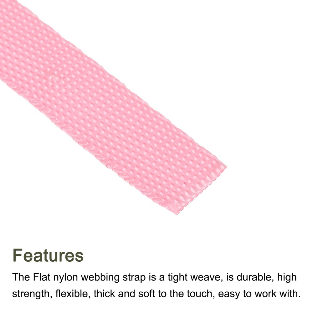 Flat Nylon Webbing Strap 3/8 Inch 50 Yards Cherry Pink for Backpack