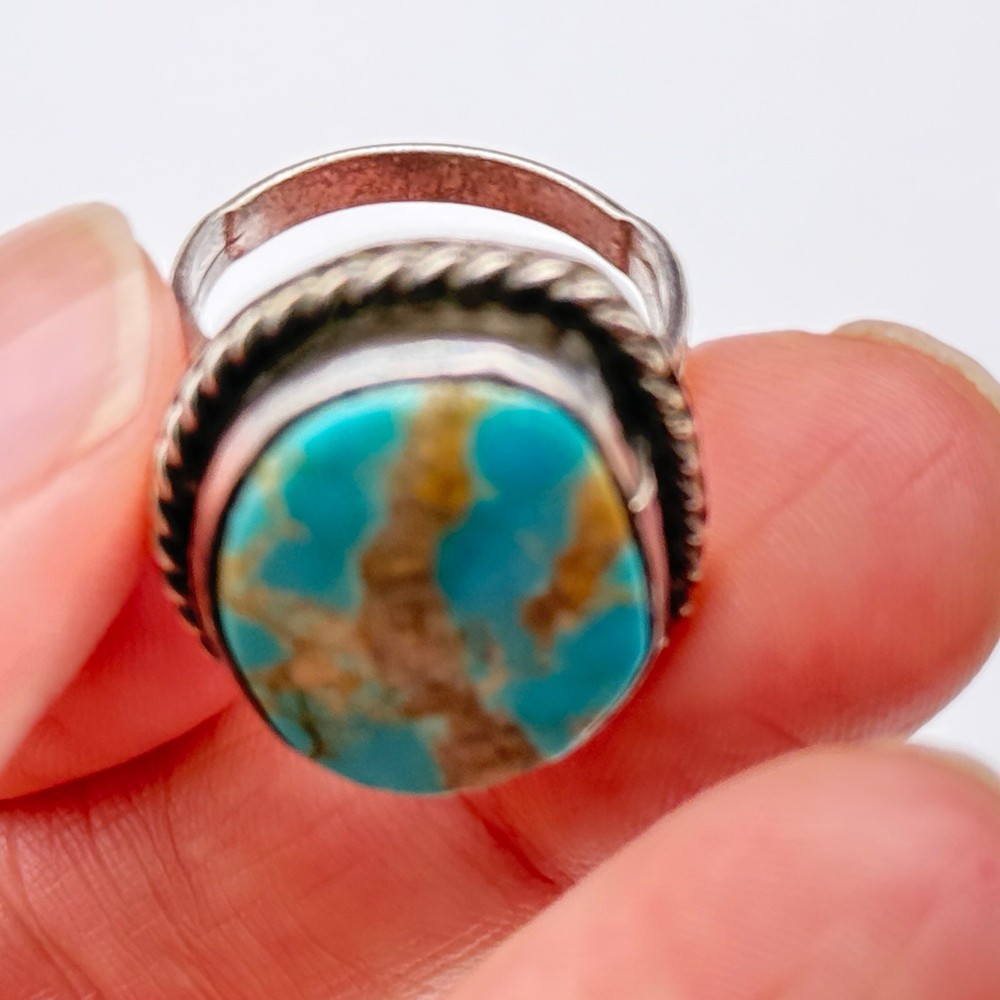 Vintage Navajo Native Turquoise Silver Ring Size 6