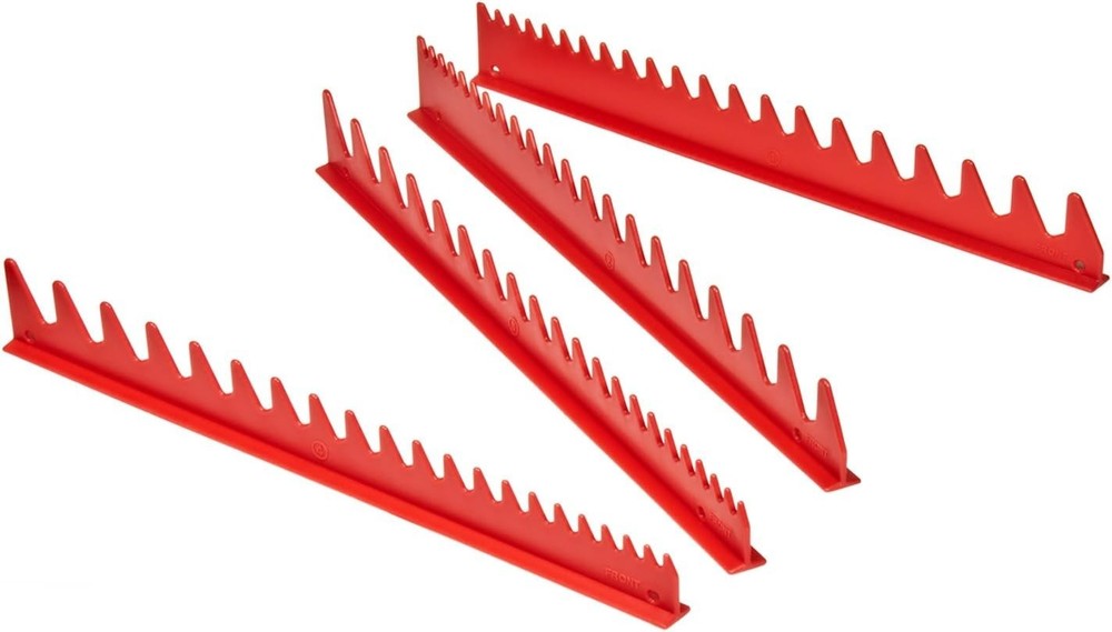 Red Magnetic Wrench Rail with 40 Tools Capacity - Compact Storage Solution